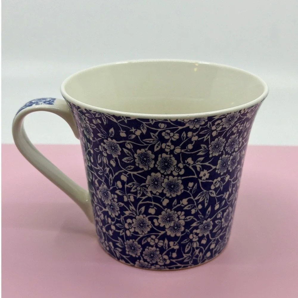 Pier 1 Imports Blue White Calico Floral Fine China Mug Coffee Tea Cup - Picture 6 of 9